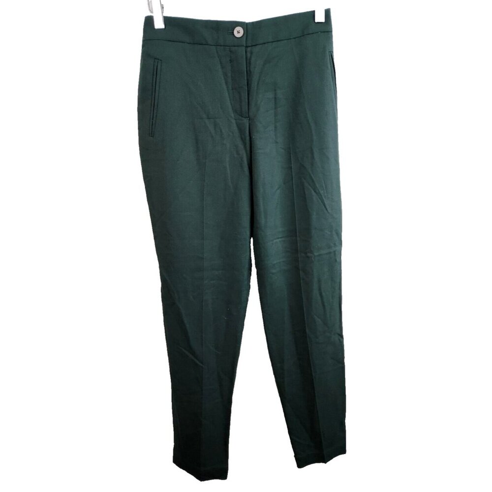Tory Burch Womens Wool Blend Dress Pants Size 2 Green Straight Classic Carrier